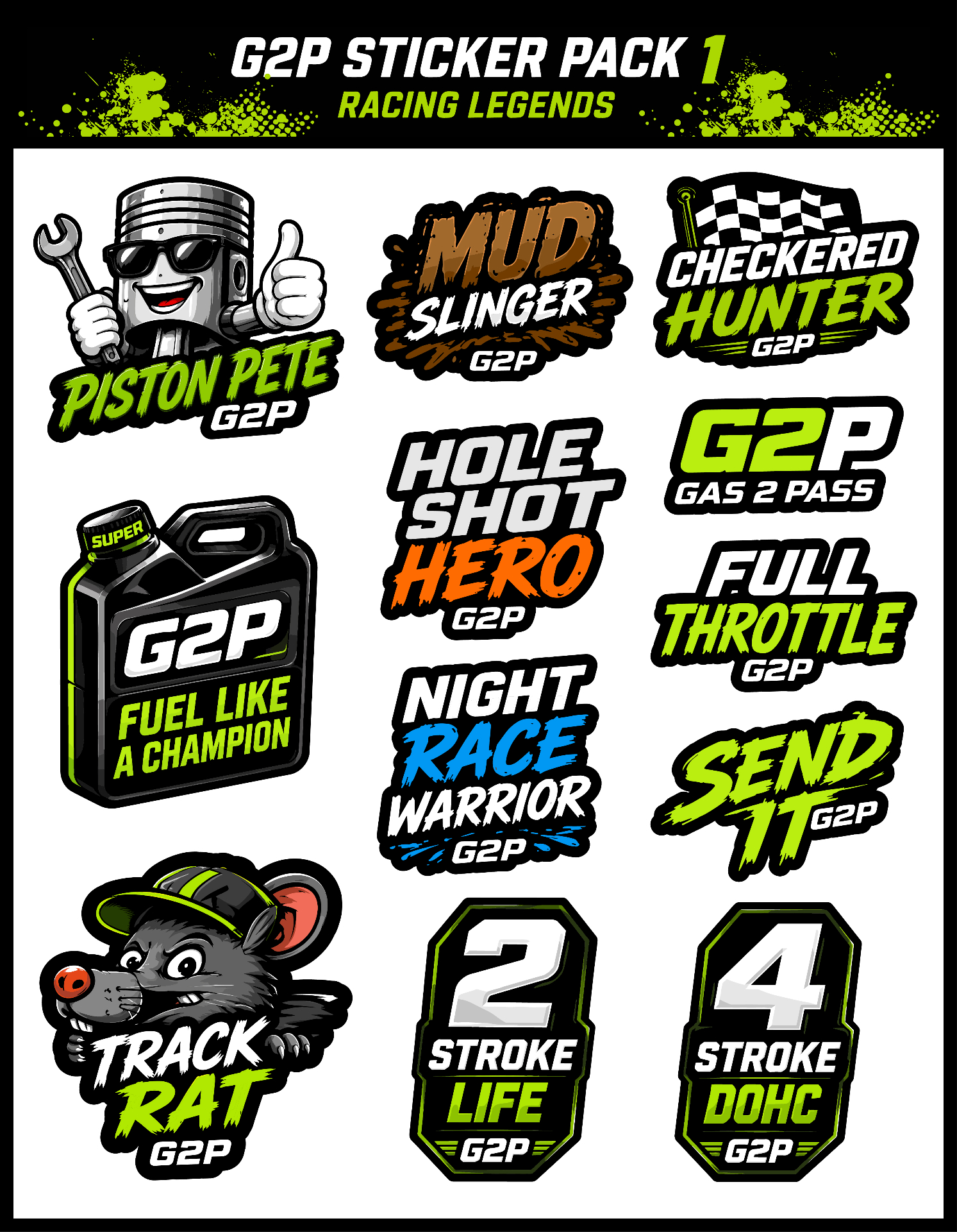 G2P Sticker Pack 1 — Racing Legends